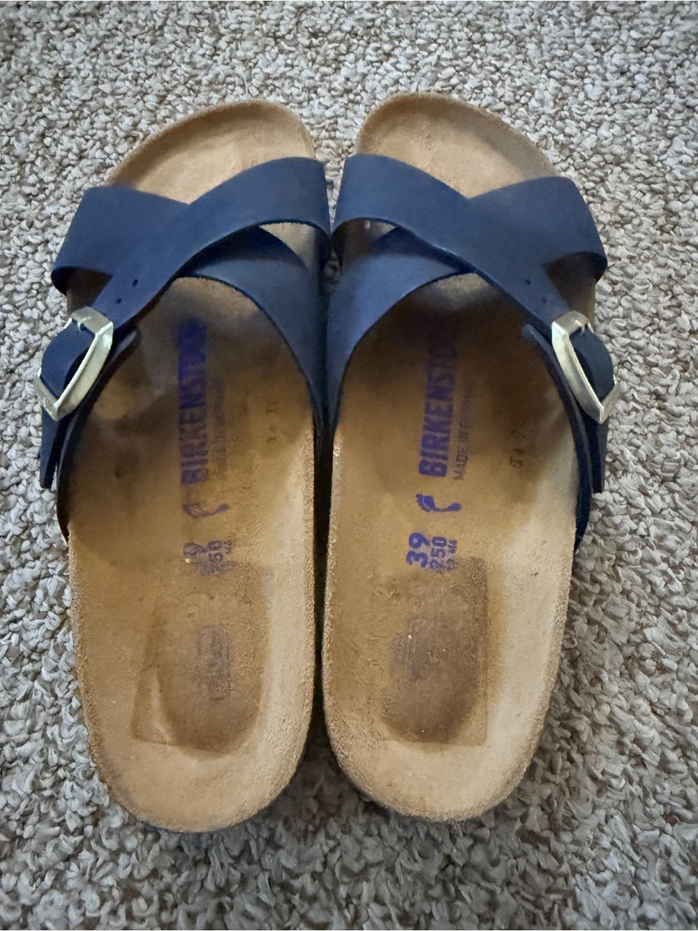 Birkenstock Cruz Nubuck Cross-Strap Sandals in Navy - Picture 2 of 6